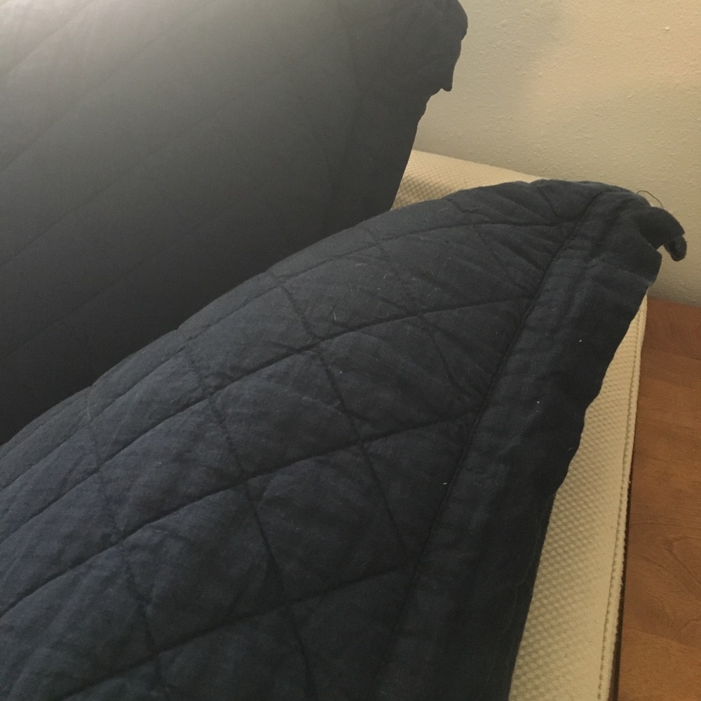 SOLD! 2 Pottery Barn Euro Quilted Linen Pillow Shams (Pair)